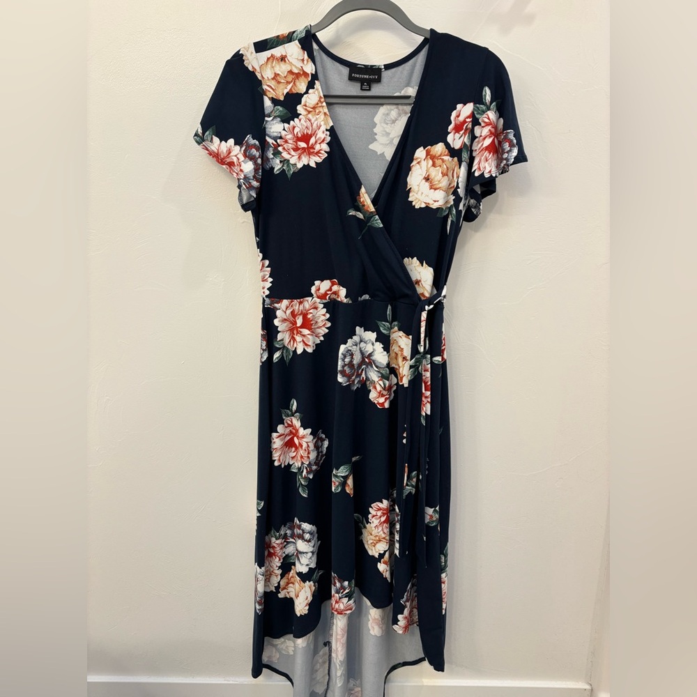 Navy Floral Midi Dress